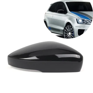 For VW Polo MK5 2009-2017 Gloss Black Door Wing Mirror Cover Cap Right Side - Picture 1 of 8