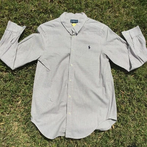 Polo Ralph Lauren Button-Down Plaid Beige Dress Shirt Boy Youth Sz XL (18-20) - Picture 1 of 7
