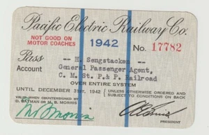 1942 Pacific Electric Railway Annual Pass  - Picture 1 of 2