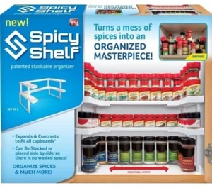 The Spicy Shelf Deluxe 1 Set 2 Shelves Spice Rack Organizer White New Open Box - Picture 1 of 7