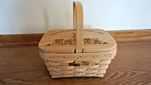 LONGABERGER BASKET WITH LID "I MADE MY BASKET IN DRESDEN" ,OHIO '97 NEW - Picture 1 of 7