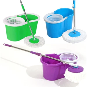 360° drehbarer Kopf Easy Spin Dry Bodenwischer Eimer mit Kopf Mikrofaser Spinnen - Bild 1 von 16