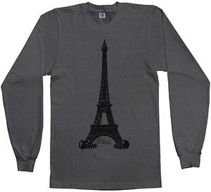 Threadrock Men's Eiffel Tower Paris France Long Sleeve T-shirt French Pride - Picture 1 of 7