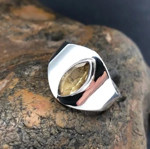 ECHTER CITRIN RING gefasst in .925 STERLINGSILBER SCHNELLER KOSTENLOSER VERSAND!!! - Bild 1 von 8