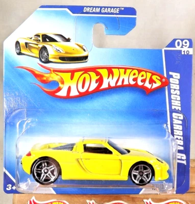 Tarjeta corta 2009 Hot Wheels #155 Dream Garage 9/10 Porsche Carrera GT PR5Sp amarilla Foto 1 de 4