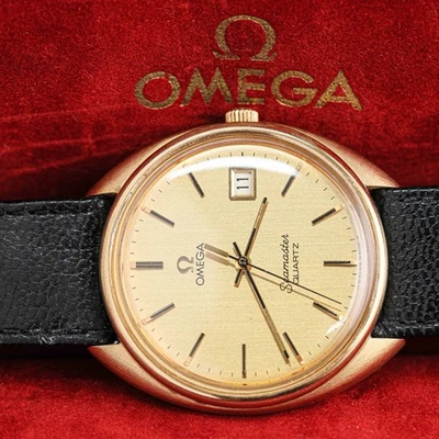 *NEAR MINT w/Case* Vintage OMEGA Seamaster Cal.1342 Quartz Push Crown Gold Men's - Image 1 of 4