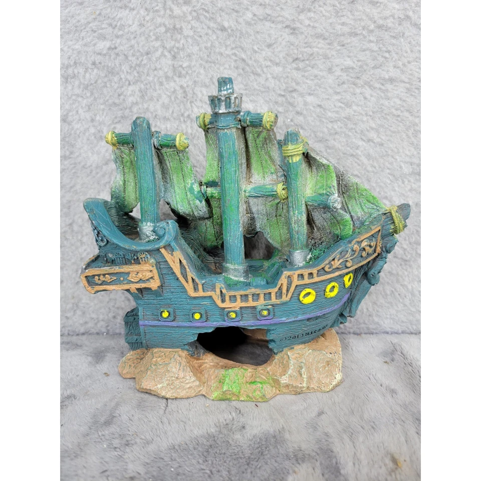 2010 Navio Haroma Decoração Aquário Navio Pirata Fantasma Resina Tesouro Afundado - Imagem 1 de 4