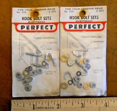 PERFECT MODEL AIRPLANE PARTS #224 HOOK BOLT SETS, 2 NEW PACKS, 4 BOLTS EACH - Image 1 of 4