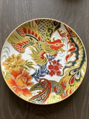 Williams Sonoma New Moon Phoenix Salad Plate New Year Porcelain Gold Accents - Image 1 of 3