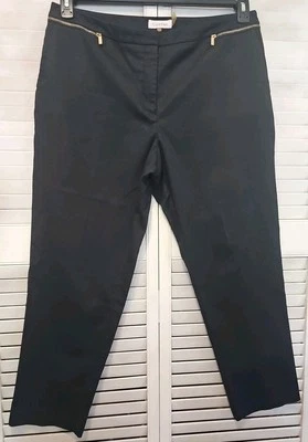 Pantalones para mujer Calvin Klein talla 14 negros delanteros planos imitación bolsillos con cremallera Foto 1 de 4