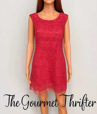 Mini Vestido Bebe Coral Rojo Naranja Encaje Superpuesto Sin Mangas Para Mujer Mediano Foto 1 de 4