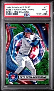 Pete Crow - Armstrong 2024 Bowman's Best #17 Green Mini-Diamond RC /99 PSA 9 - Bild 1 von 3