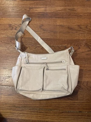 Baggallini Anywhere Large Hobo Tote w/ RFID Phone Wristlet in Champagne Shimmer - Image 1 of 4