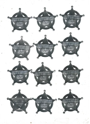 Insignias de Sheriff de Metal (Paquete de 12 (NIÑO DE CUMPLEAÑOS} Favores de Fiesta de Vaquero Occidental Foto 1 de 2