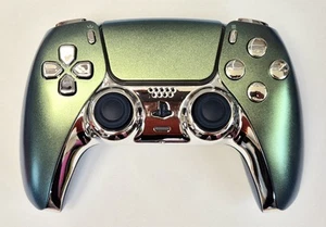 Controller Dualsense PS5 personalizzato - verde cromatico/argento cromato - *NUOVO* - Foto 1 di 3
