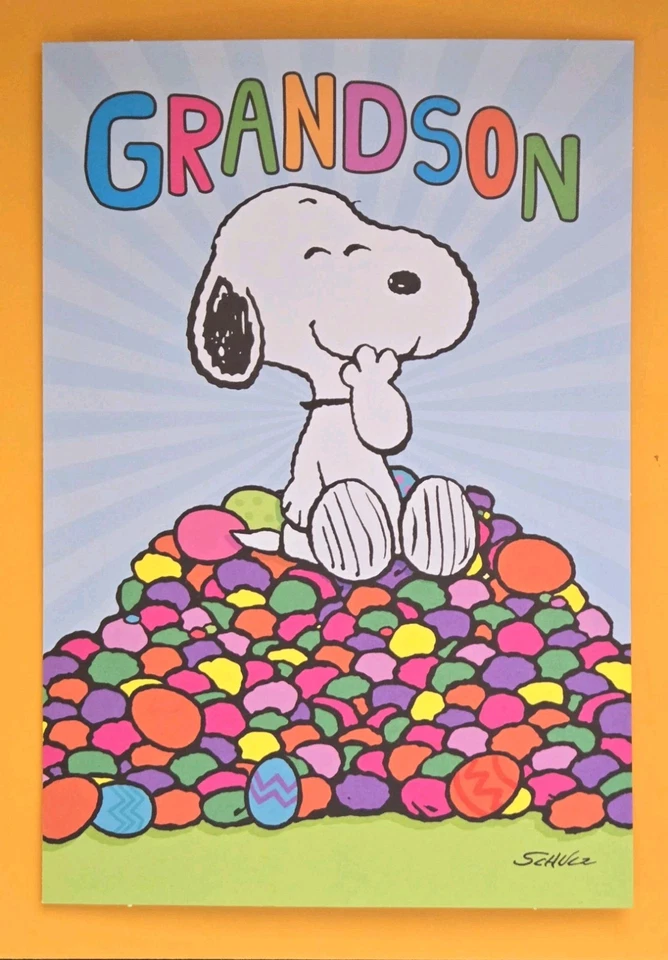Tarjeta de felicitación de gran formato Snoopy nieto feliz Pascua (+ sobre 5,5x8").  Foto 1 de 4