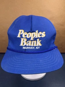Cappello snapback blu vintage Peoples Bank città natale Murray Kentucky made in USA - Foto 1 di 7