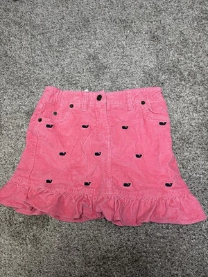 Vineyard Vines Girl Pink Corduroy Skirt With Whale Logo Adjustable Waist Size 7 - Image 1 of 4