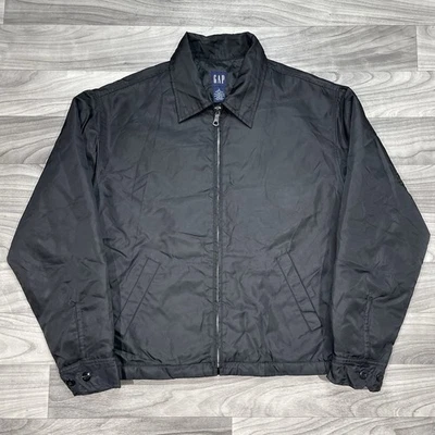 Vintage GAP Nylon Jacket Mens S Bomber Full Zip Harrington Glossy Black Quilted - Image 1 of 4