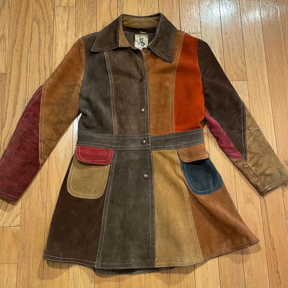 Vintage Suede Patchwork Jacket Women Small 1970's Hippy Boho Rare! - Image 1 of 4