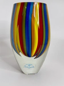 Badash Crystal 6 in. Rainbow Murano Style Art Glass Vase - Picture 1 of 9