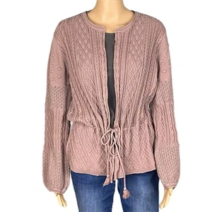 Lucky Brand Strickjacke blush pink Zopfmuster/Mix mit integriertem Gürtel Gr. XL - Bild 1 von 14