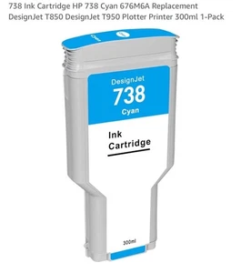 738 Wkład atramentowy HP 738 Cyan 676M6A Zamienny DesignJet T850 DesignJet T950 - Zdjęcie 1 z 6