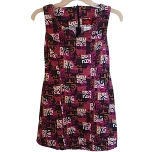 Vintage Y2K Roxy Junior Sleeveless Purple Tiki Print Mini Dress Small - Picture 1 of 6
