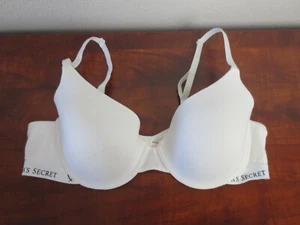 Victoria's Secret T-Shirt Underwired Bra Size 36B White 53% Cotton - Picture 1 of 8