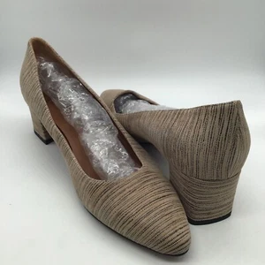 Bomba clásica Aquatalia Phoebe de cuero medio estampado tostado talla 8,5 nueva sin caja - Imagen 1 de 8