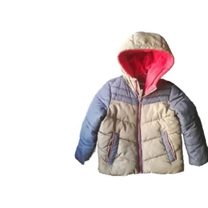 4t Boys Navy Blue Multicolor Hooded Puffer Coat - Picture 1 of 4