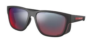 Prada Linea Rossa PS 07WS Black Rubber/Blue Red Mirrored (DG008F) Sunglasses