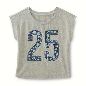 Route 66 Girl's Gray Stretch Graphic Floral Print 25 T-Shirt Size 10-12 Large - Picture 1 of 1
