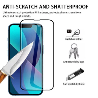 Tempered Glass Full Screen Protector For iPhone 14 Plus 13 12 11 Pro Max X XR XS - Image 1 of 4