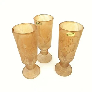 Al Rama Israel Hand Painted Cordial Shot Glasses Frosted Brown Glaze 4 3/4" Tall - Imagen 1 de 6