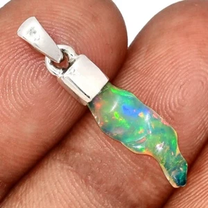 Natural Ethiopian Opal Polish Rough 925 Sterling Silver Pendant Jewelry CP68340 - Picture 1 of 1