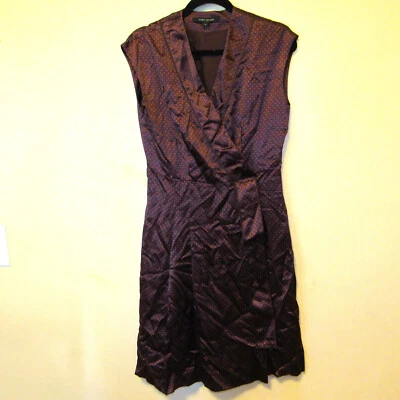 Vestido envolvente MARC JACOBS marrón rojo estampado geométrico 100 % seda para mujer talla 6 SIN CINTURÓN Foto 1 de 4