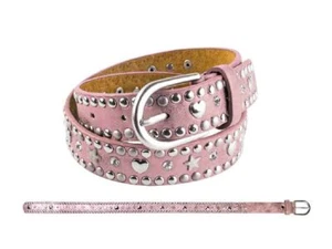 Girls Children's Belt Pink with Hearts & Star Studs 70 | Girls Stud Belt - Picture 1 of 1