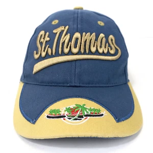 St Thomas Paradise Youth Baseball Cap Hat Ocean Beaches Palm Trees Blue Tan Adj - Picture 1 of 7