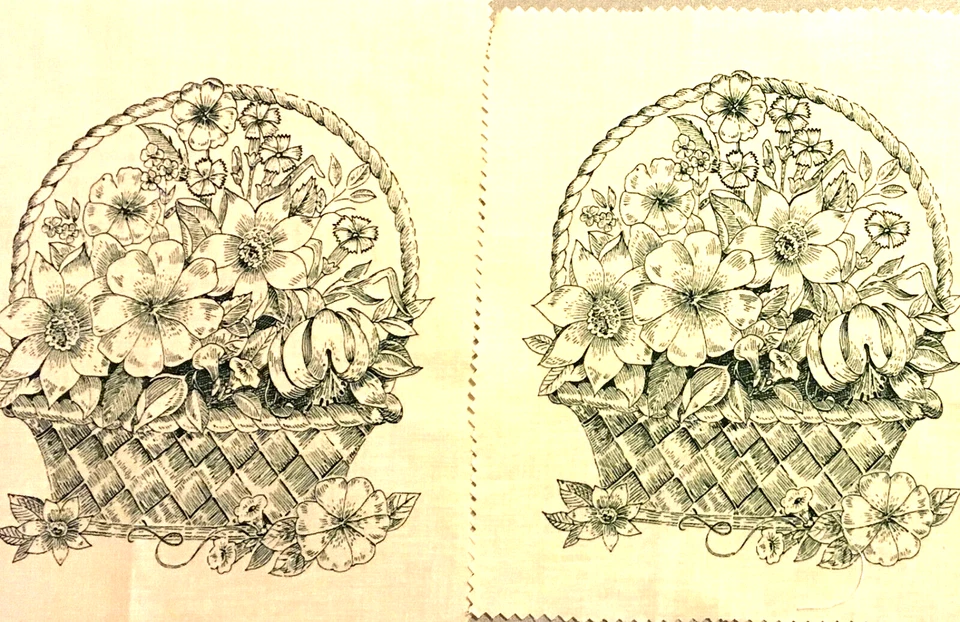 Fabric Panels - Basket of  Flowers - Pattern - Image 1 of 1