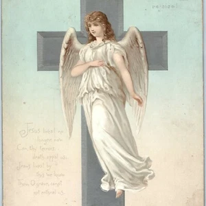 Tarjeta comercial de bendición de Pascua de la década de 1890 W. Hagelberg en relieve Ángel Jesús Berlín 5H - Imagen 1 de 3