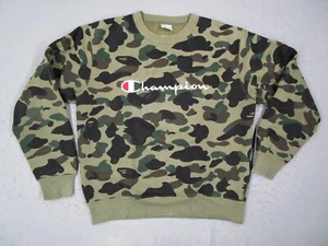 Bape Champion Sweatshirt Mens Medium Green Camo Pullover Bathing Ape Streetwear - Picture 1 of 20