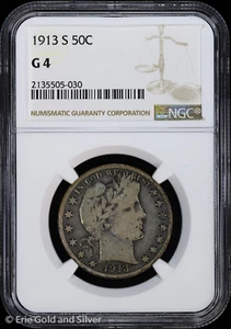 1913-S 50C Barber Half Dollar NGC G 4 - Picture 1 of 4