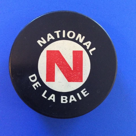 Vintage 1970's De La Baie National Hockey Puck Biltrite Canada Saquenay Quebec Cover