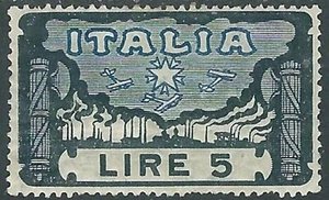 1923 REGNO MARCIA SU ROMA 5 LIRE MH * - RB9-4 - Picture 1 of 1
