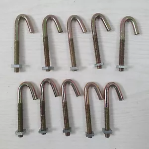 10 x M8 J HOOK BOLTS & SQUARE NUTS ZINC PLATED 80MM - S83 - Picture 1 of 9