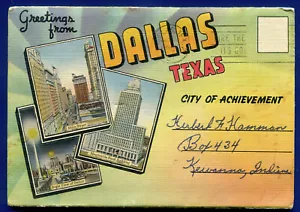 Dallas Texas Big D Leinen Postkarten Mappe PF548 - Bild 1 von 2