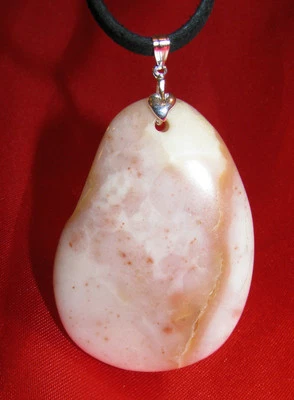 Nublado Jaspe Corazón Piedra Colgante Cuero Collar Curativo Joyería Grande Sexy Rosa Foto 1 de 4