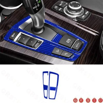 Blue Carbon Fiber Inner Gear Shift Panel Cover Trim For BMW X3 F25 X4 F26 11-17 - Image 1 of 4