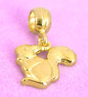 Vermeil Gold Sterling Silver Squirrel Animal Charm Bead Fits Bracelet / Necklace